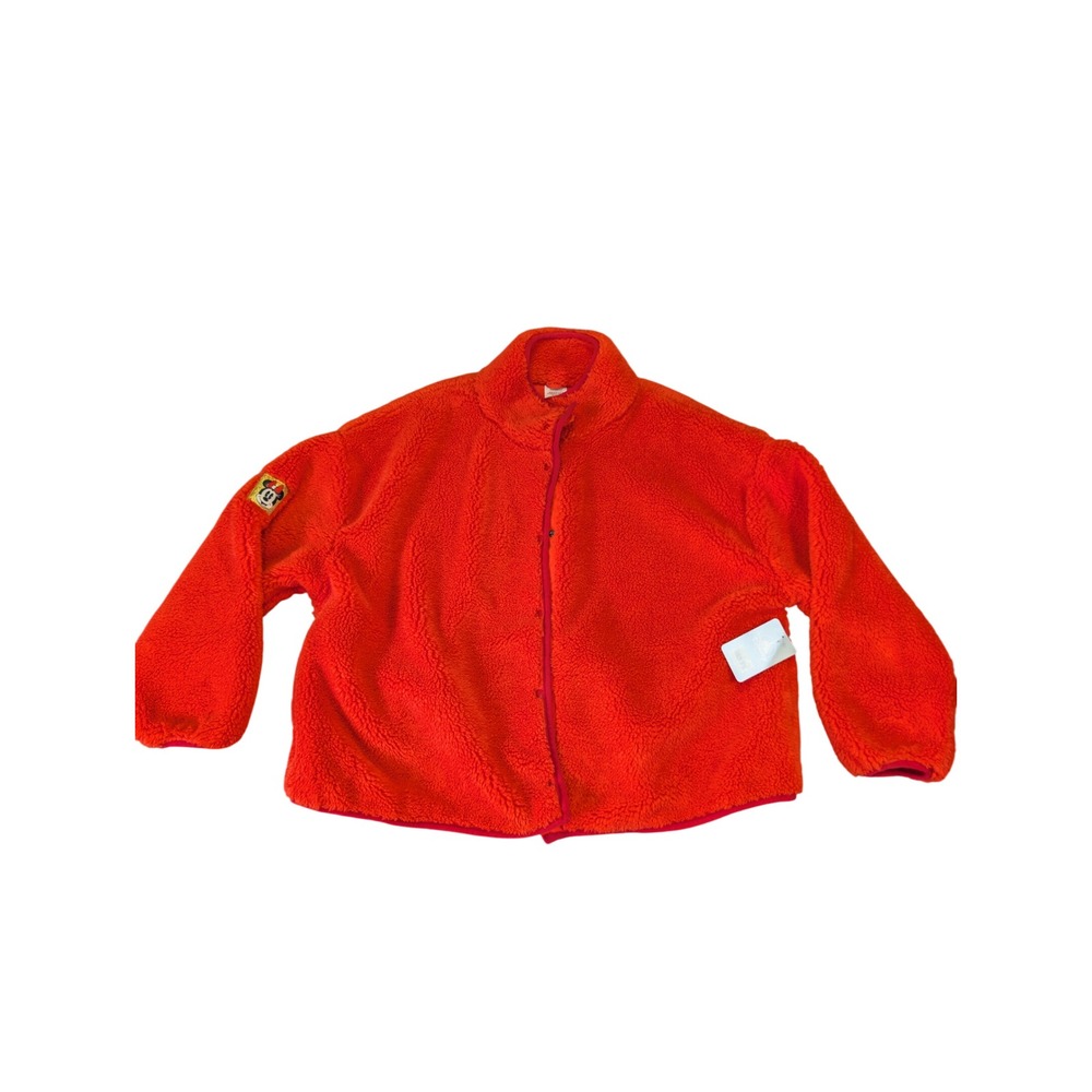 Disney Womens Minnie Mouse Sherpa Red Fleece Snap Front Jacket Size 1X